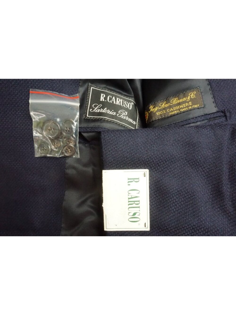 Raffaele Caruso Navy Blue Woven 100% Cashmere Sport Coat Jacket 58 EU BRAND NEW